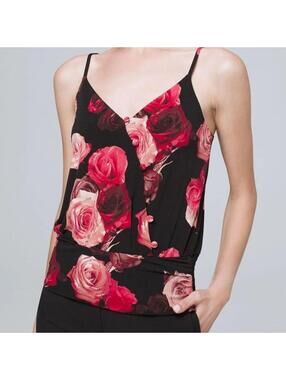 WHBM White House Black Market Jersey Knit Button-Surplice Cami Rose Size XS